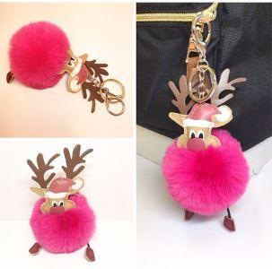 POMPON PINK RENTIER MIT SCHLÜSSELANHÄNGER