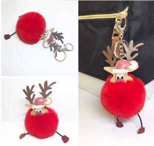 POMPON ROT RENTIER MIT SCHLÜSSELANHÄNGER