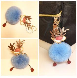 POMPON HELLBLAU RENTIER MIT SCHLÜSSELANHÄNGER