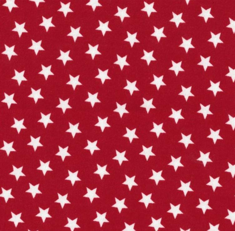 INTERLOCK STOFF - STERNE TANGO ROT WEISS - 0