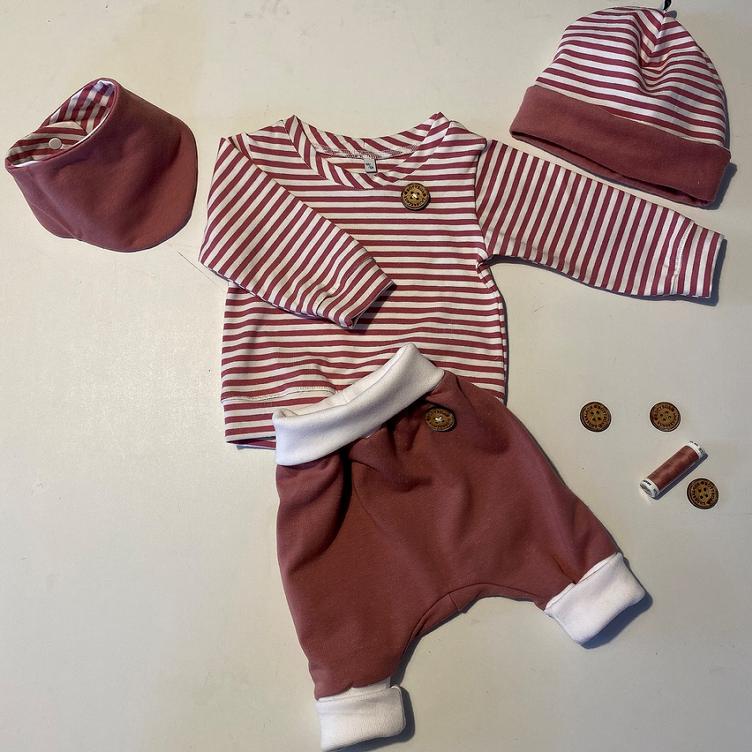 Streifenliebe altrosa Babyset