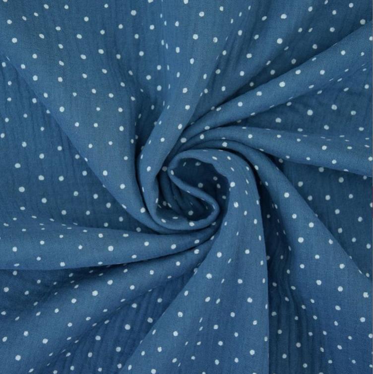MUSSELIN LITTLE DOTS, BLAU