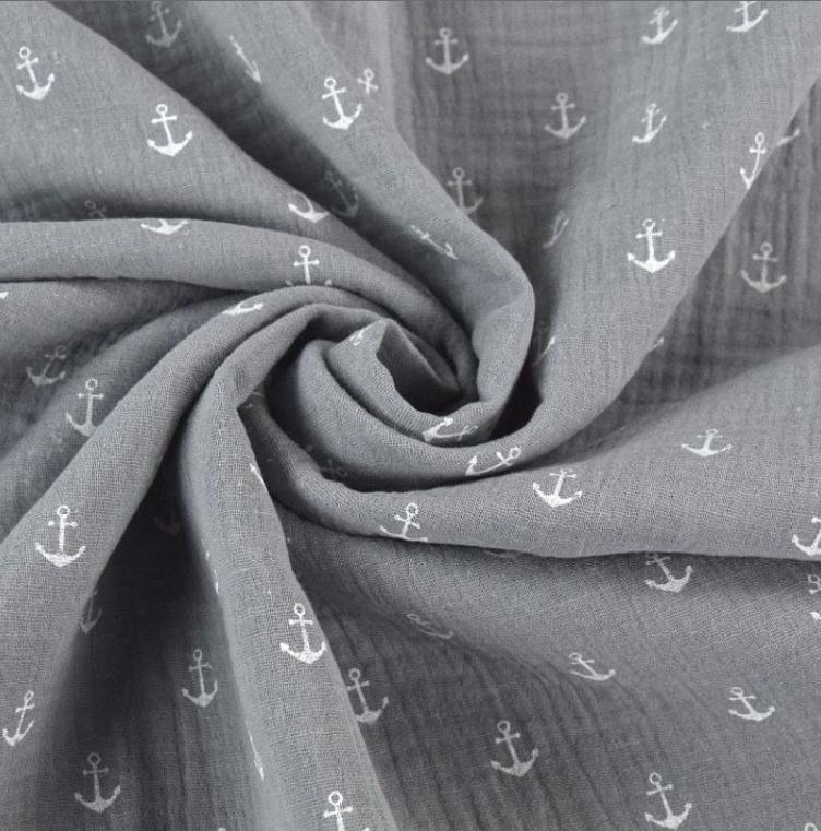 MUSSELIN KLEINE ANKER, GRAU