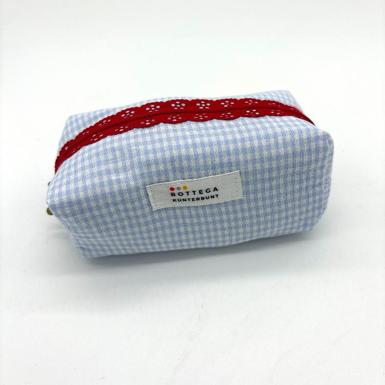 SCHMINKTASCHE HELLBLAU KARIERT