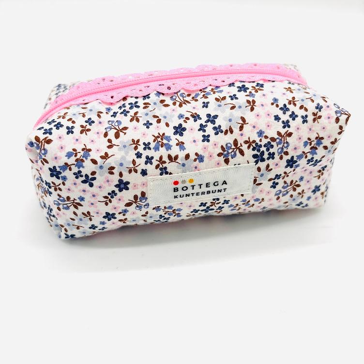 SCHMINKTASCHE KLEINE BLÜMCHEN ROSA BLAU