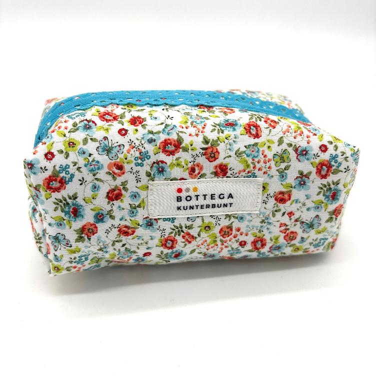 SCHMINKTASCHE BLUMEN TÜRKIS