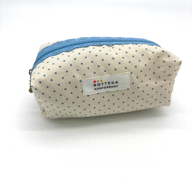 SCHMINKTASCHE CREME MIT BLAUEN PUNKTEN