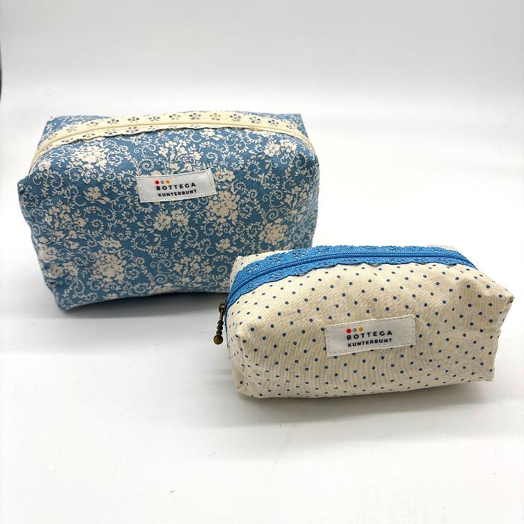 SCHMINKTASCHE CREME MIT BLAUEN PUNKTEN - 0
