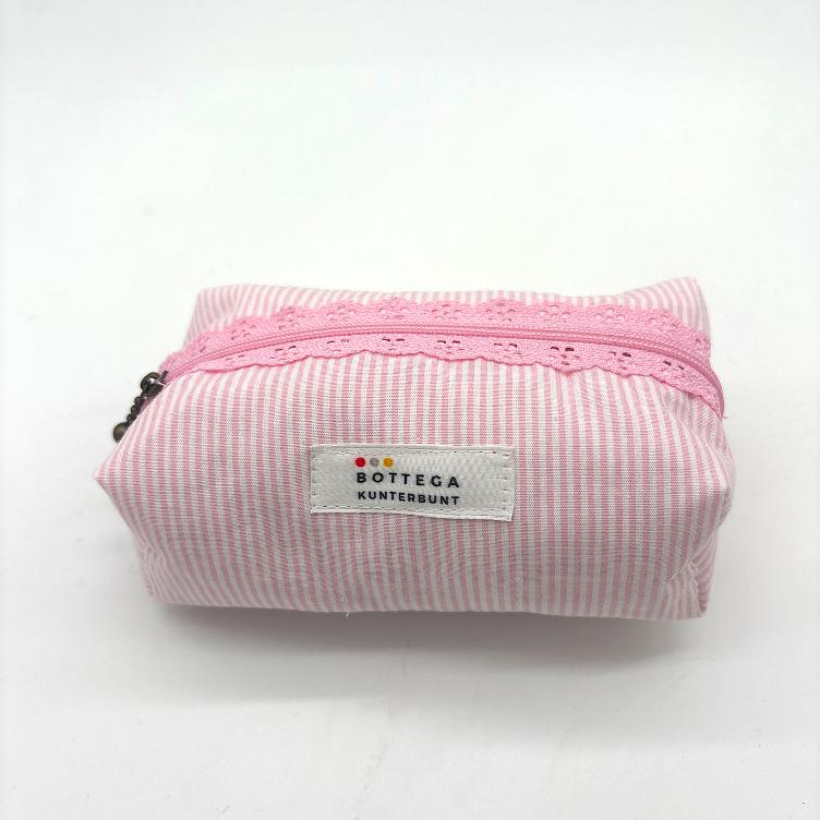 SCHMINKTASCHE ROSA WEISS GESTREIFT